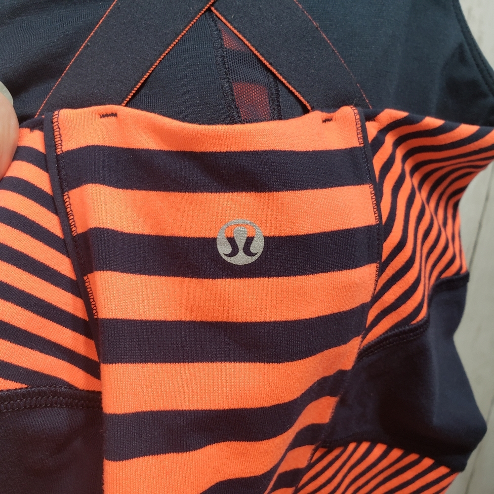Lululemon Women's Work It Out Navy Orange Striped - Picture 5 of 6
